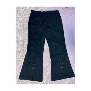 Wide black pants- side pockets and gold brooches